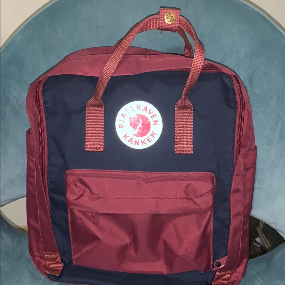 Fjallraven Kanken Dark Red & Navy Blue Backpack